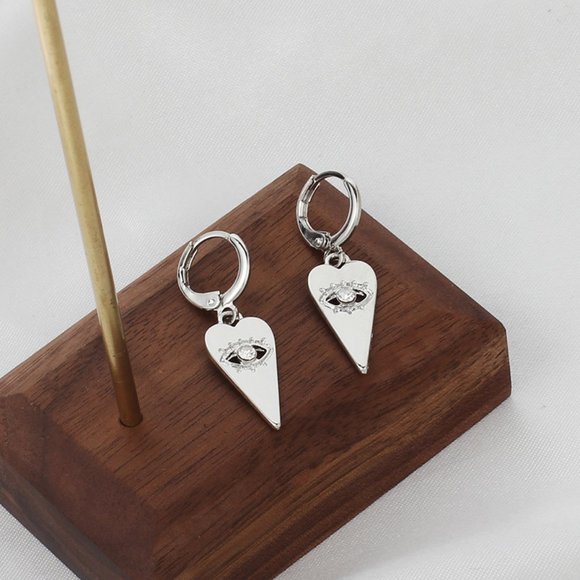 Eyes Heart Huggies Hoop Earrings small - Picture 2 of 8